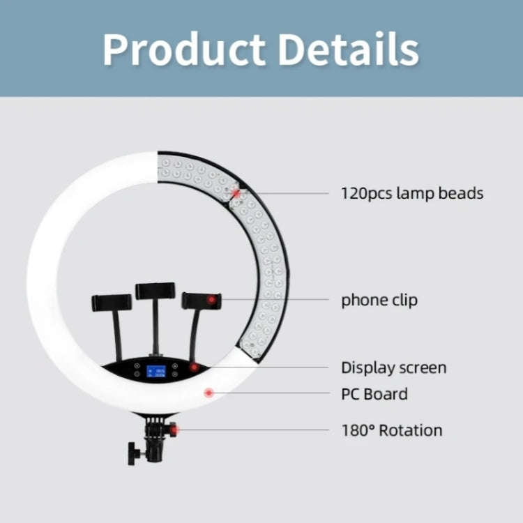 JMARY FM-19RS Photography LED Ring Fill Light 19-inch Touch Control Beauty Light, US Plug, EU Plug