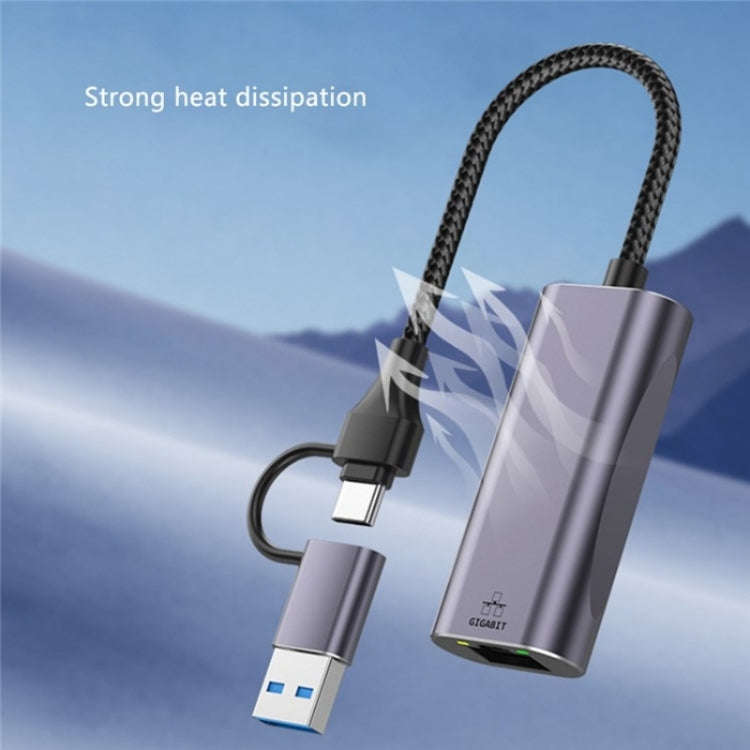 T30B USB / Type-C to Gigabit Hub Adapter for Laptop Tablet PC Phones Docking Station, T30B