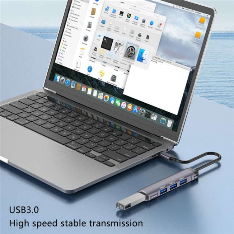 T-503 Portable 4-in-1 Type-C Docking Station USB-C to USB2.0 x 3 + USB3.0 HUB Adapter, T-503