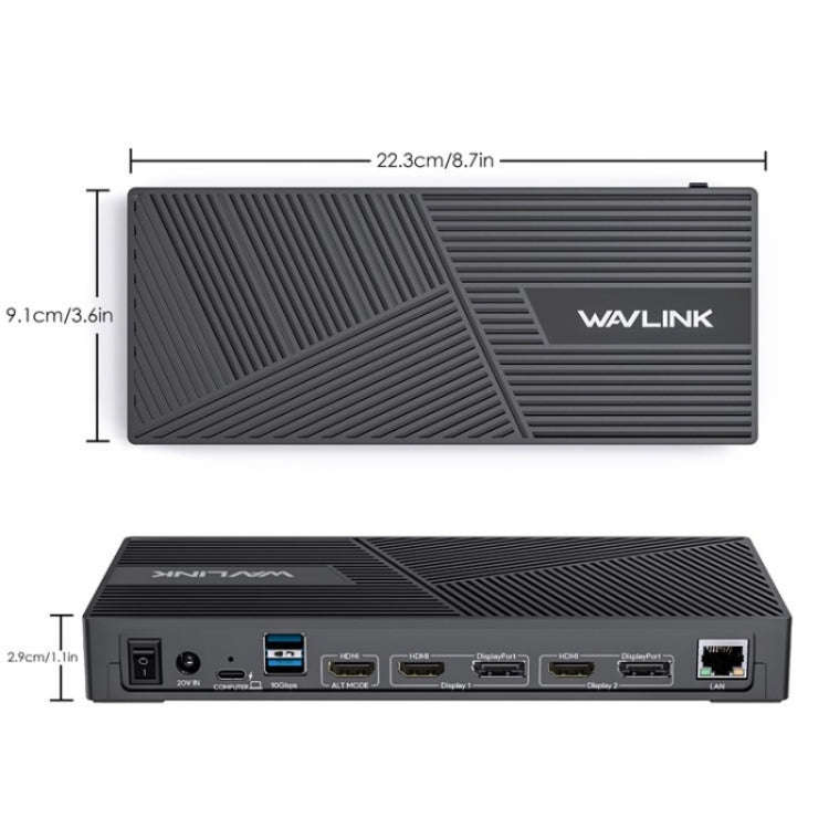 WAVLINK UG69PD25 Pro 100W PD Charging Triple 4K Display Laptop Docking Station, US Plug, EU Plug,...