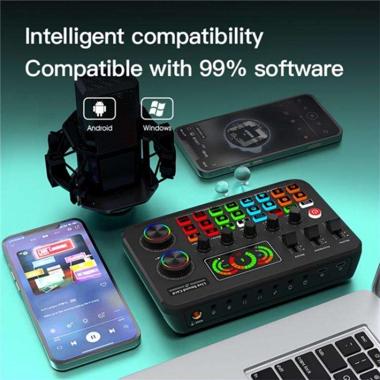 F996 Max Live Streaming / Gaming / Singing Audio Mixer USB Microphone Sound Card, F996 Max