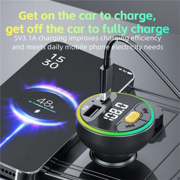 C9 Digital Display FM Transmitter Multifunctional Bluetooth Car MP3 Player USB Type-C Charger, C9