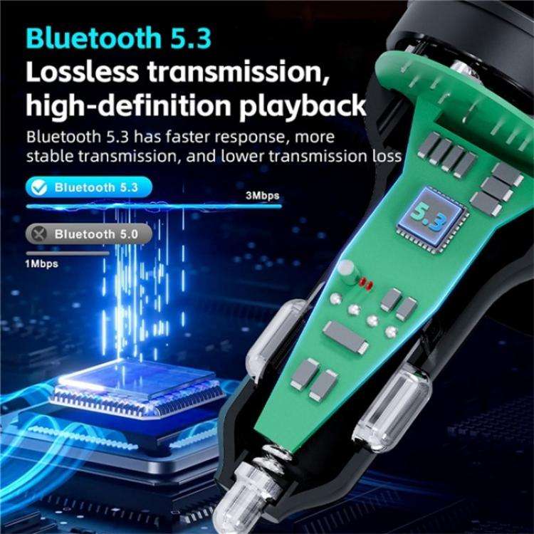 C9 Digital Display FM Transmitter Multifunctional Bluetooth Car MP3 Player USB Type-C Charger, C9