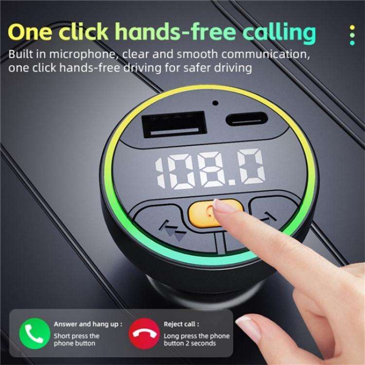 C9 Digital Display FM Transmitter Multifunctional Bluetooth Car MP3 Player USB Type-C Charger, C9