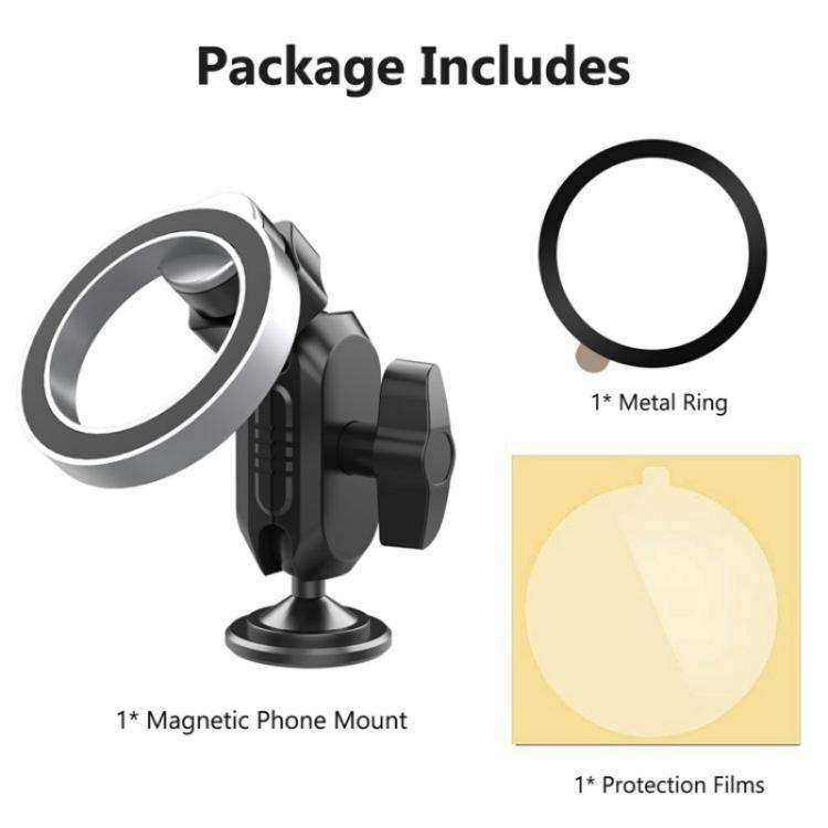 159A 360 Degree Rotation Adhesive Base Magnetic Car Dashboard Mount Phone Holder Bracket, 159A
