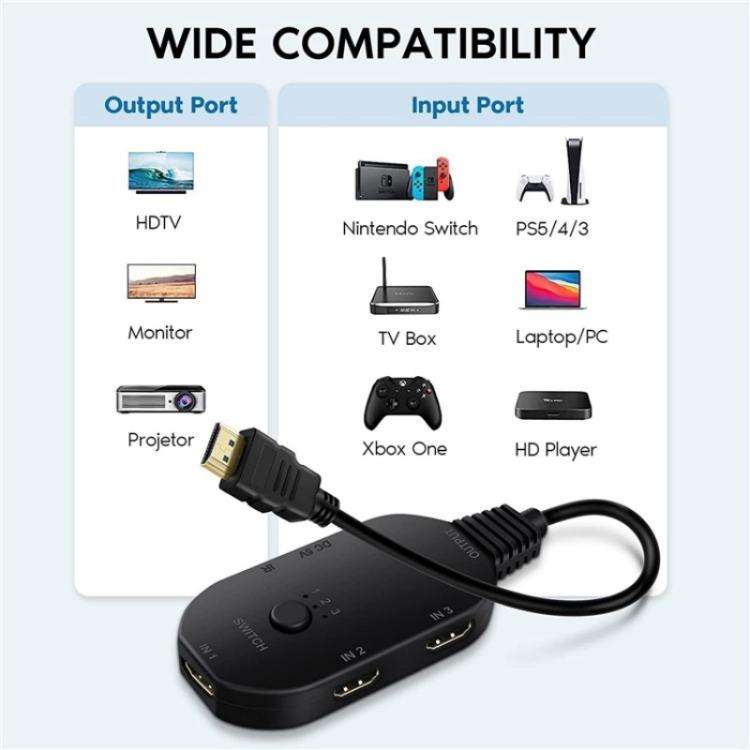 Q2-4 Wth Remote Control UHD 4K Resolution Switcher HDMI Switch 4K 3 In 1 Out Splitter
