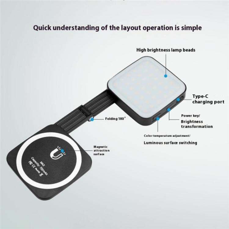 M42 Double-Sided Lighting Fill Light MagSafe Magnetic Phone Selfie Beauty Lamp, M42