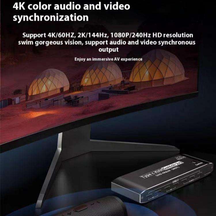 K9 2 In 1 Out HDMI Video Dual Display 2 Screen Expansion Adapter For Mac USB C KVM Switch