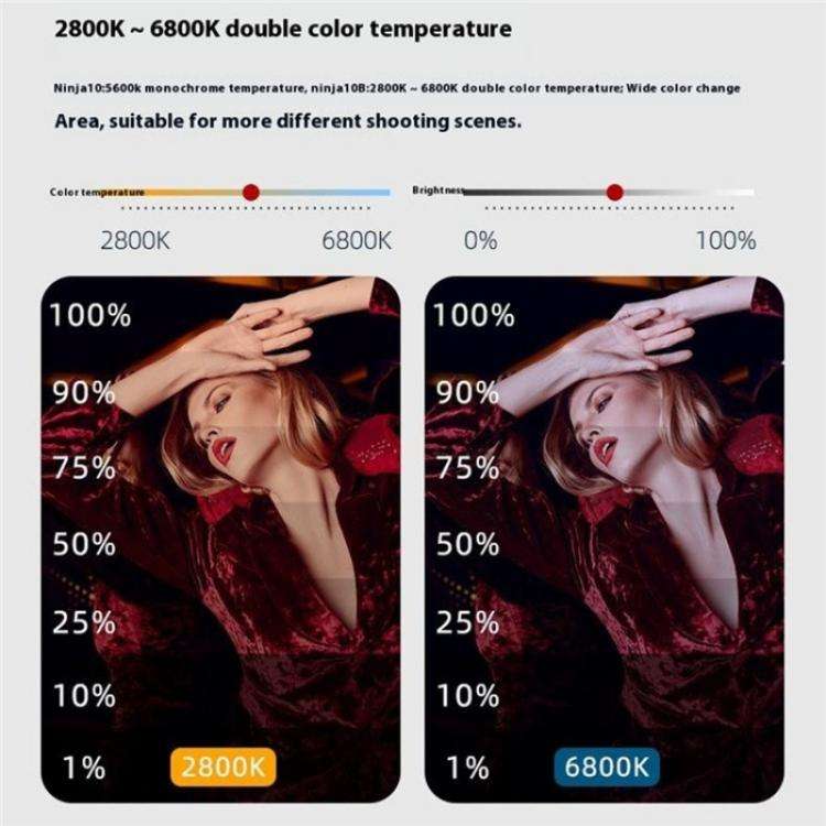 VILTROX Ninja 10B 2800-6800K Photography Studio Streaming Fill Light 120W LED Video Light, US Plu...