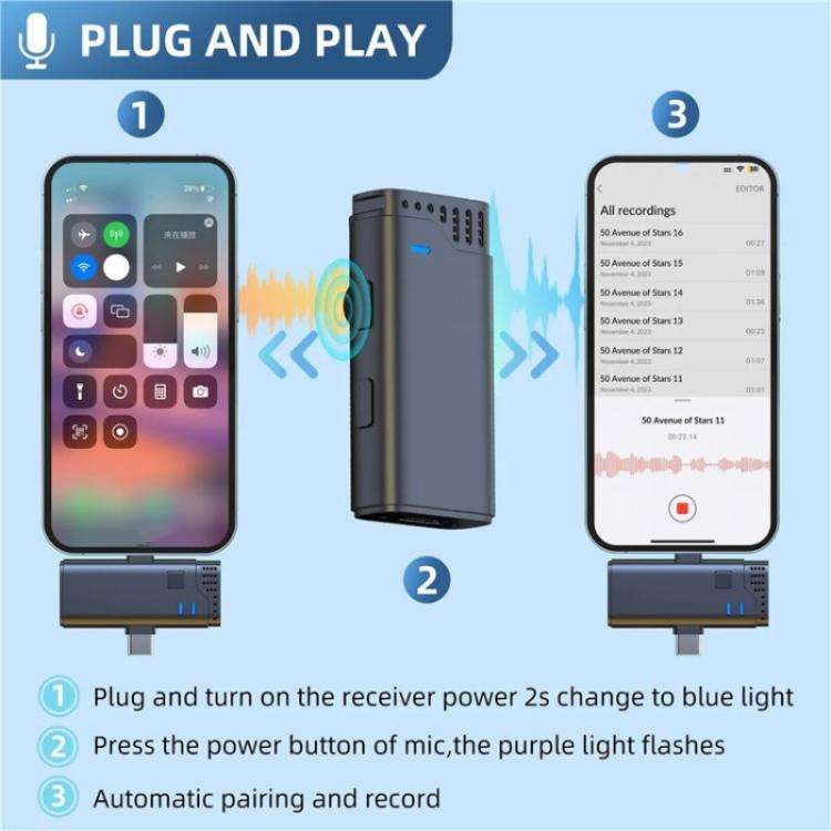 JMARY MW16 3.5mm, Type-C, 8 Pin 3 in 1 2.4G Lavalier Wireless Microphone, MW16 3.5mm+Type-C+8 Pin...