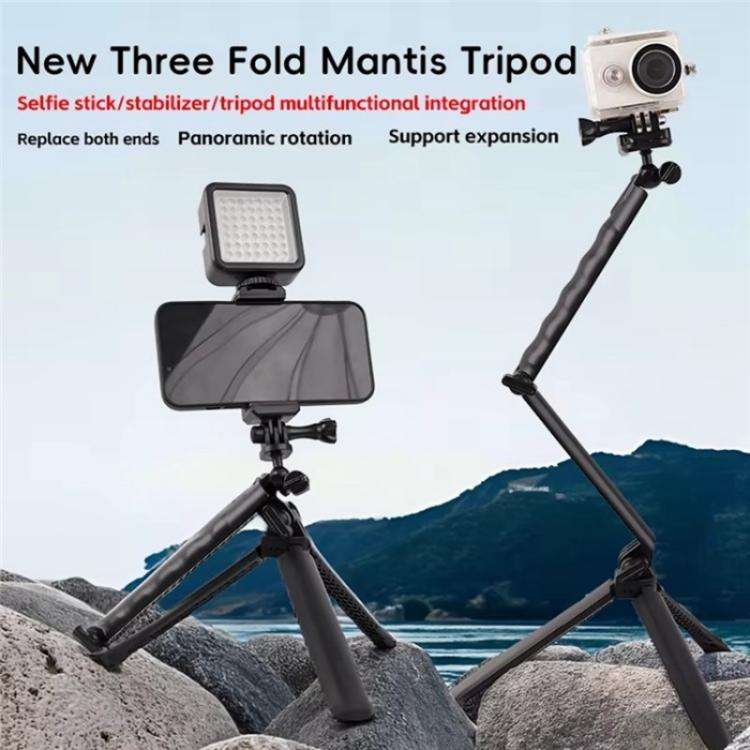 C062 Tri-folding Tripod Sports Camera Mobile Phone Selfie Stand Desktop Fixed Bracket, C062