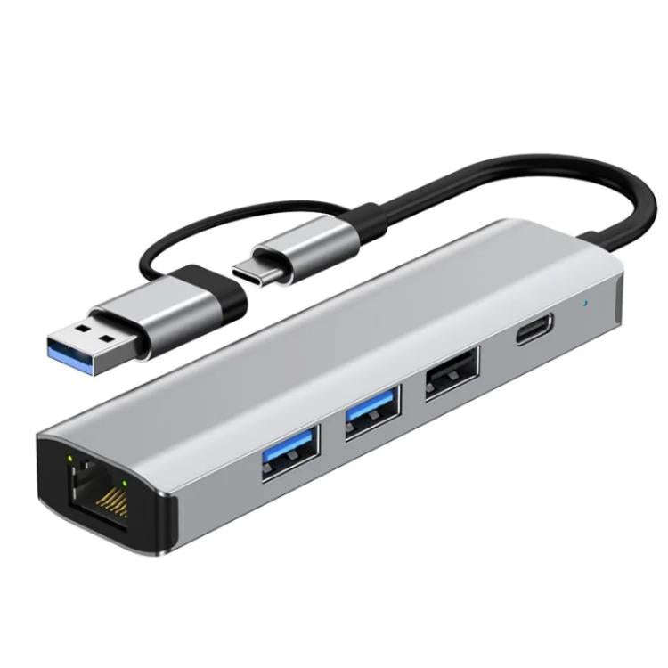 2501 RJ45 Gigabit Network Card Converter USB-C / USB to Ethernet Adapter, 2501