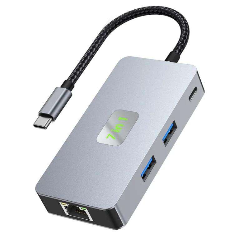 2402 2 x USB 3.2, HD, 2 x Card Reader, PD 100W, RJ45 2.5Gbps 7-in-1 Multi-Port Type-C Hub Adapter...