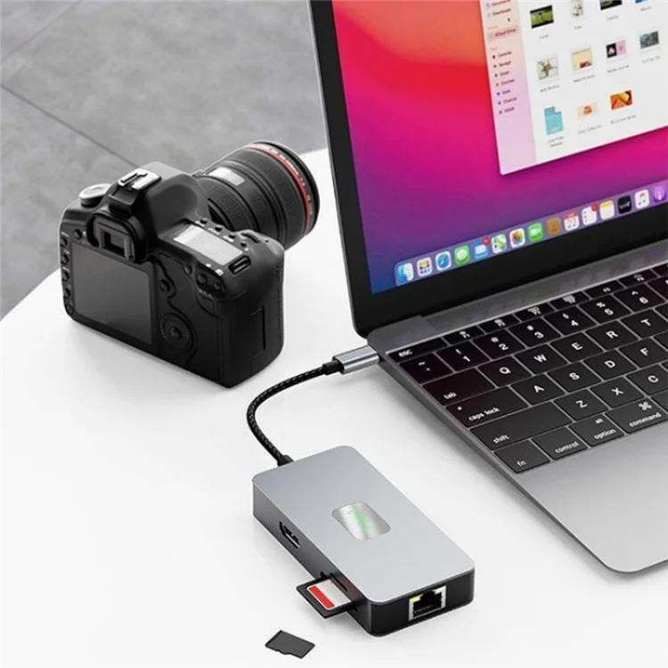 2402 2 x USB 3.2, HD, 2 x Card Reader, PD 100W, RJ45 2.5Gbps 7-in-1 Multi-Port Type-C Hub Adapter...