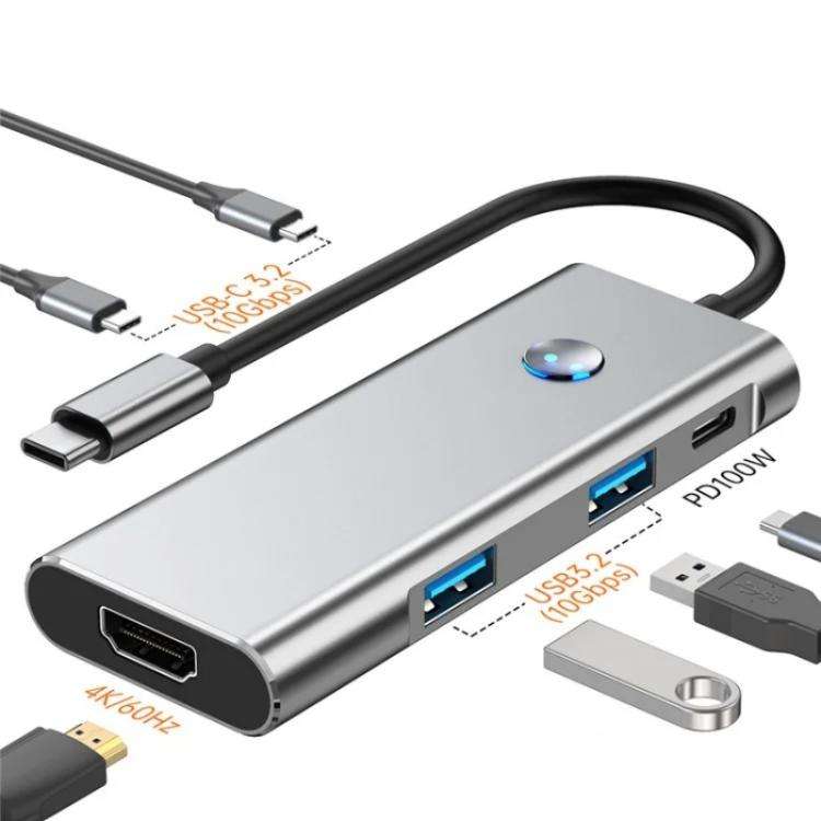 2426 One-Key Screen Off Type-C to 2 x USB3.2, HD, PD100W, 2 x USB-C3.2 HUB, 2426