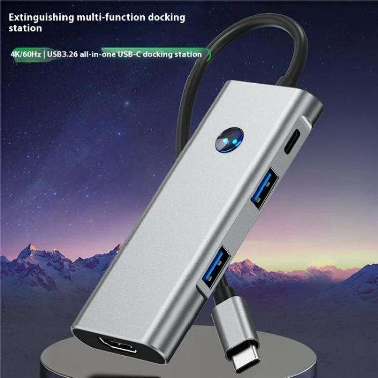 2426 One-Key Screen Off Type-C to 2 x USB3.2, HD, PD100W, 2 x USB-C3.2 HUB, 2426