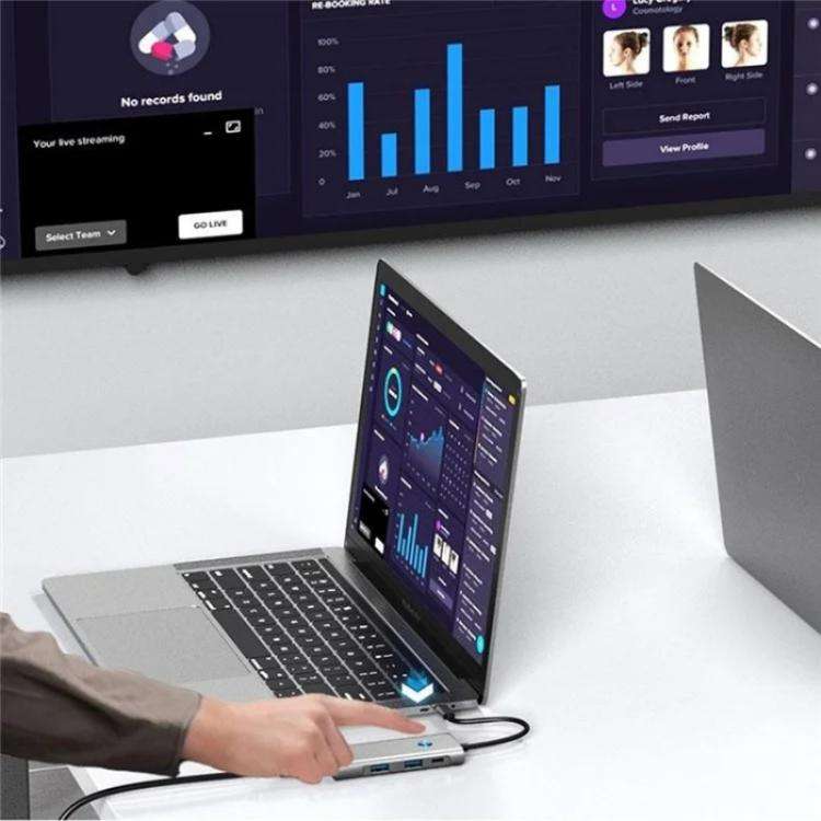 2426 One-Key Screen Off Type-C to 2 x USB3.2, HD, PD100W, 2 x USB-C3.2 HUB, 2426
