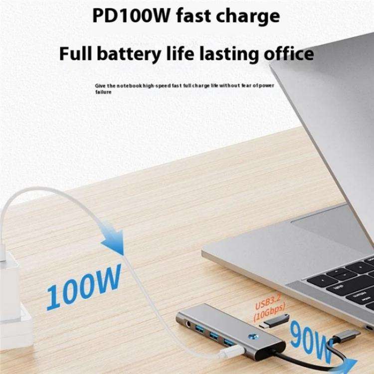 2426 One-Key Screen Off Type-C to 2 x USB3.2, HD, PD100W, 2 x USB-C3.2 HUB, 2426
