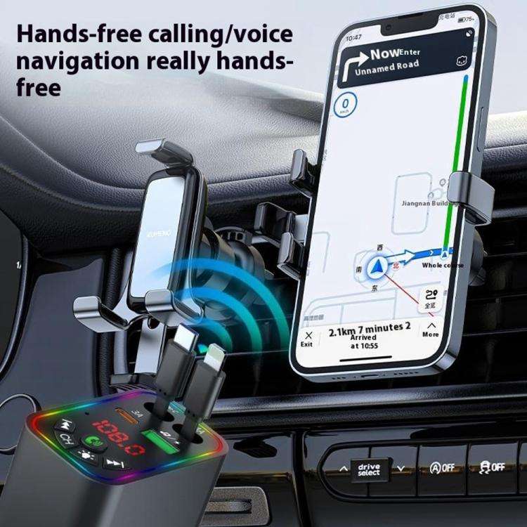 L5 Car Bluetooth-Compatible MP3 Player Hands Free Calling FM Transmitter Fast Charger, L5