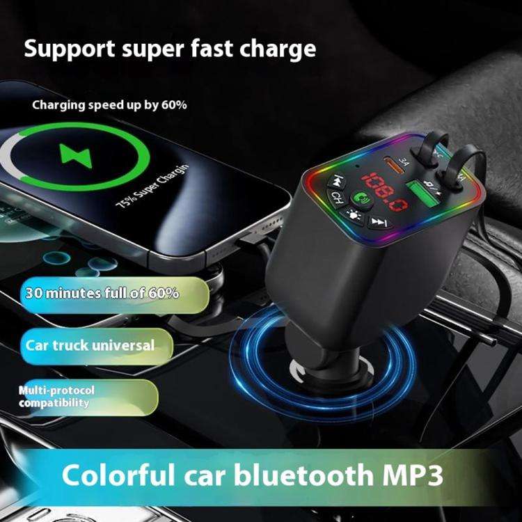 L5 Car Bluetooth-Compatible MP3 Player Hands Free Calling FM Transmitter Fast Charger, L5