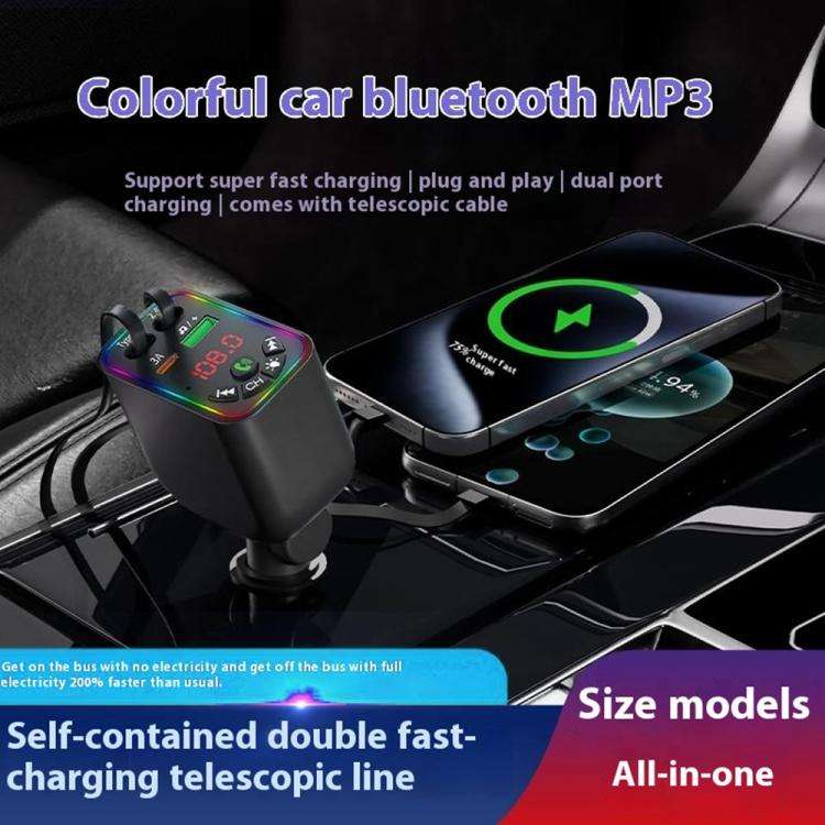 L5 Car Bluetooth-Compatible MP3 Player Hands Free Calling FM Transmitter Fast Charger, L5