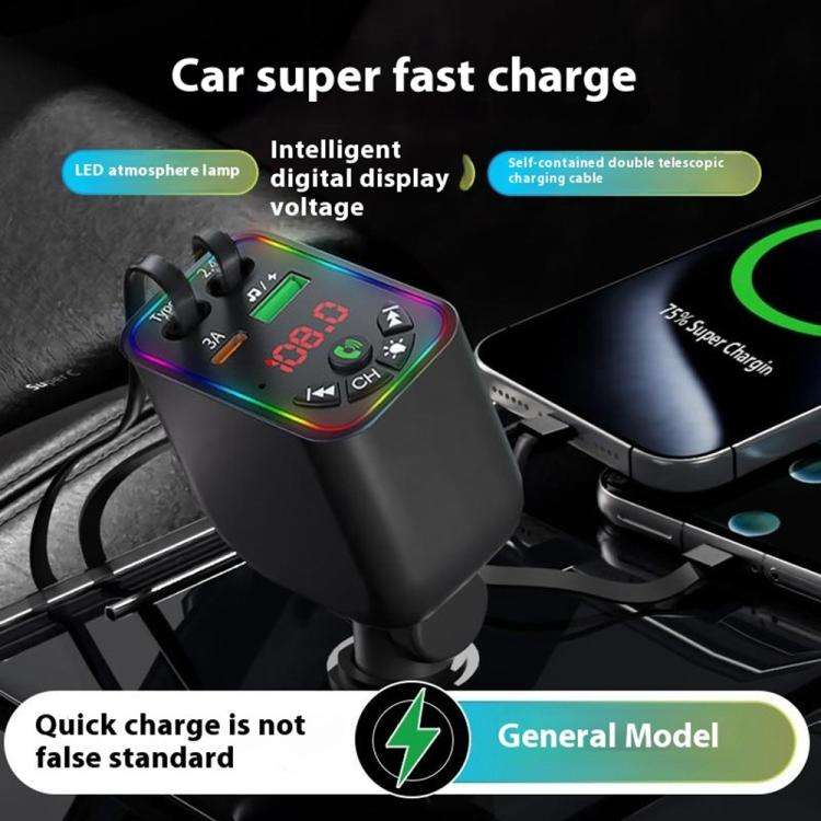 L5 Car Bluetooth-Compatible MP3 Player Hands Free Calling FM Transmitter Fast Charger, L5
