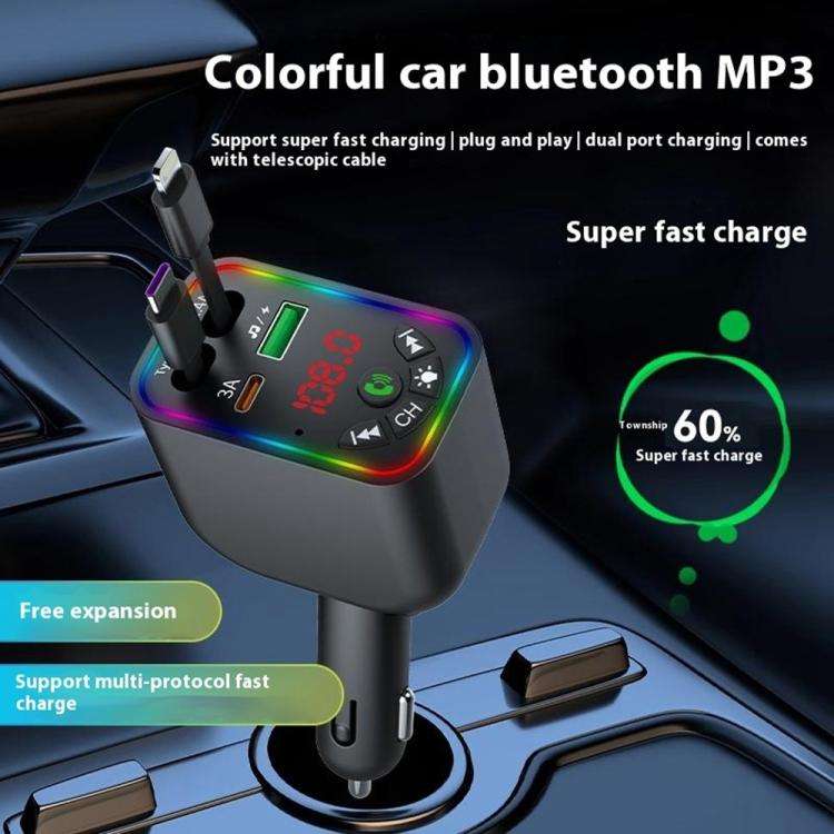 L5 Car Bluetooth-Compatible MP3 Player Hands Free Calling FM Transmitter Fast Charger, L5
