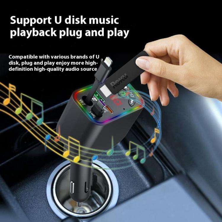 L5 Car Bluetooth-Compatible MP3 Player Hands Free Calling FM Transmitter Fast Charger, L5