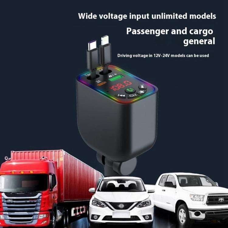 L5 Car Bluetooth-Compatible MP3 Player Hands Free Calling FM Transmitter Fast Charger, L5