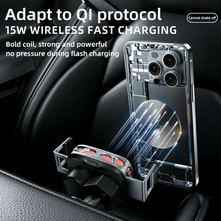 SD23 With Ambient Light Car Navigation Air Vent Phone Holder 15W Wireless Charger, SD23 (Black), ...