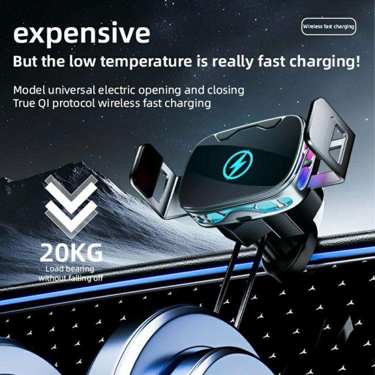 SD23 With Ambient Light Car Navigation Air Vent Phone Holder 15W Wireless Charger, SD23 (Black), ...