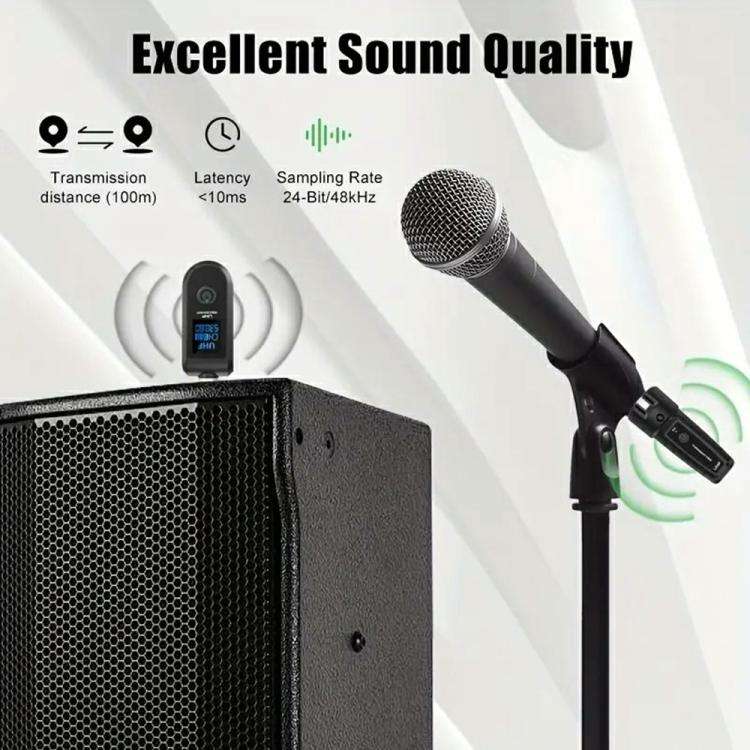 K1 For Handheld Dynamic Mic Wired to Wireless Microphone Converter, 2 Transmitter + 1 Receiver, 2...