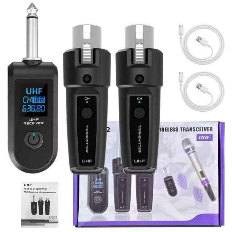 K1 For Handheld Dynamic Mic Wired to Wireless Microphone Converter, 2 Transmitter + 1 Receiver, 2...