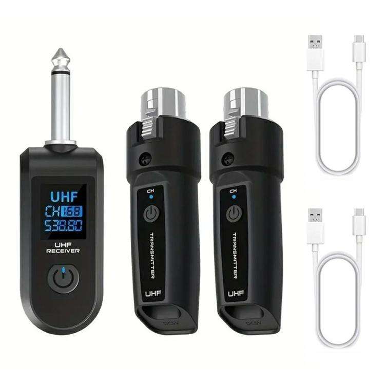 K1 For Handheld Dynamic Mic Wired to Wireless Microphone Converter, 2 Transmitter + 1 Receiver, 2...