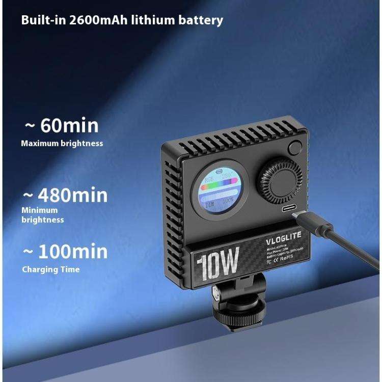 VLOGLITE K10RGB Ultra Thin Pocket Size RGB LED Camera Light Photography Videography Selfie Light,...