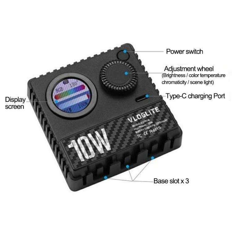 VLOGLITE K10RGB Ultra Thin Pocket Size RGB LED Camera Light Photography Videography Selfie Light,...