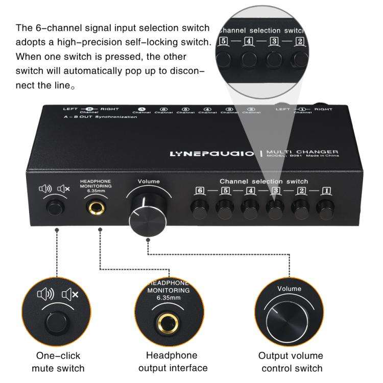 B081 6 Input 3 Outupt Audio Signal Selector Switcher Multi-channel Switcher, Fully Balanced Passi...