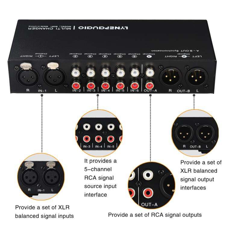 B081 6 Input 3 Outupt Audio Signal Selector Switcher Multi-channel Switcher, Fully Balanced Passi...