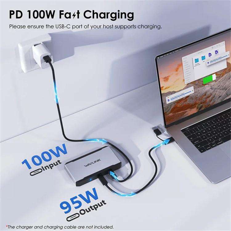 WAVLINK UG7701 Support 4K 60Hz 100W PD Hub Adapter USB-C to HD / Display Port Docking Station, UG...