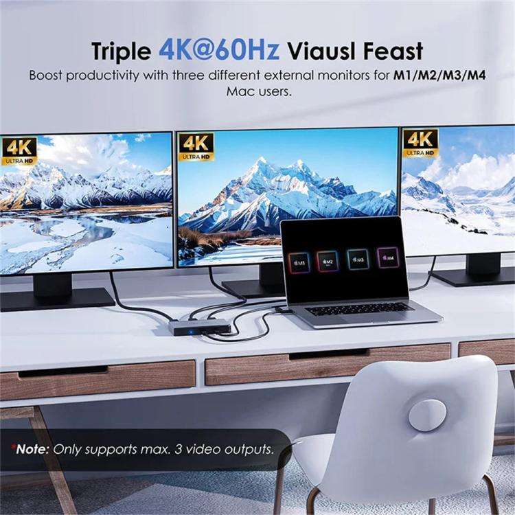 WAVLINK UG7701 Support 4K 60Hz 100W PD Hub Adapter USB-C to HD / Display Port Docking Station, UG...