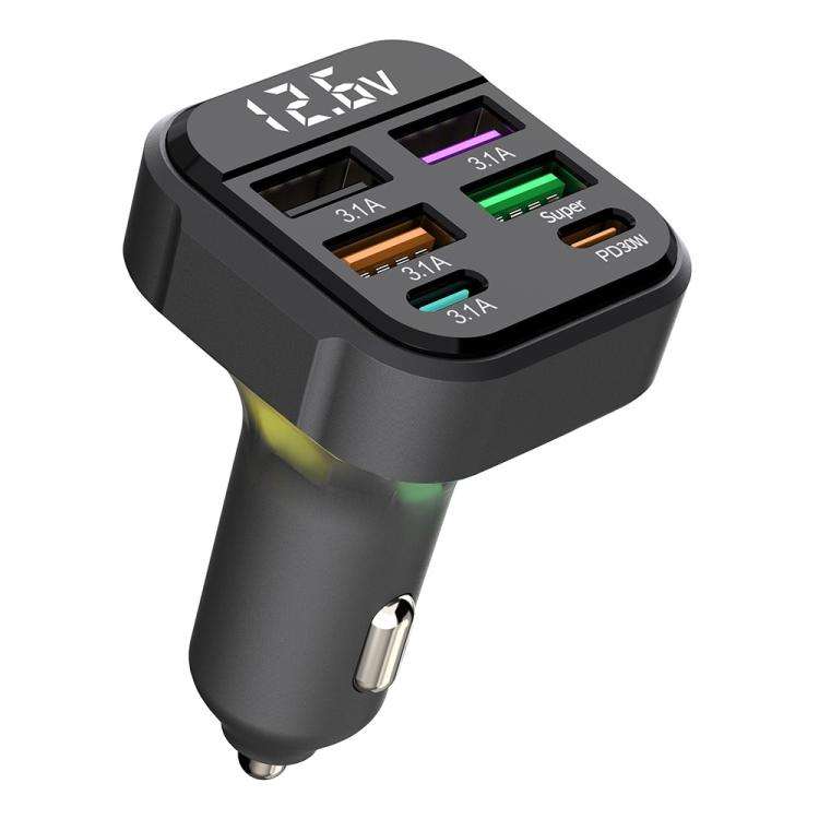 K35 USB Ports Car 3.1A QC3.0 Fast Charging Adapter Cigarette Lighter Charger, K35