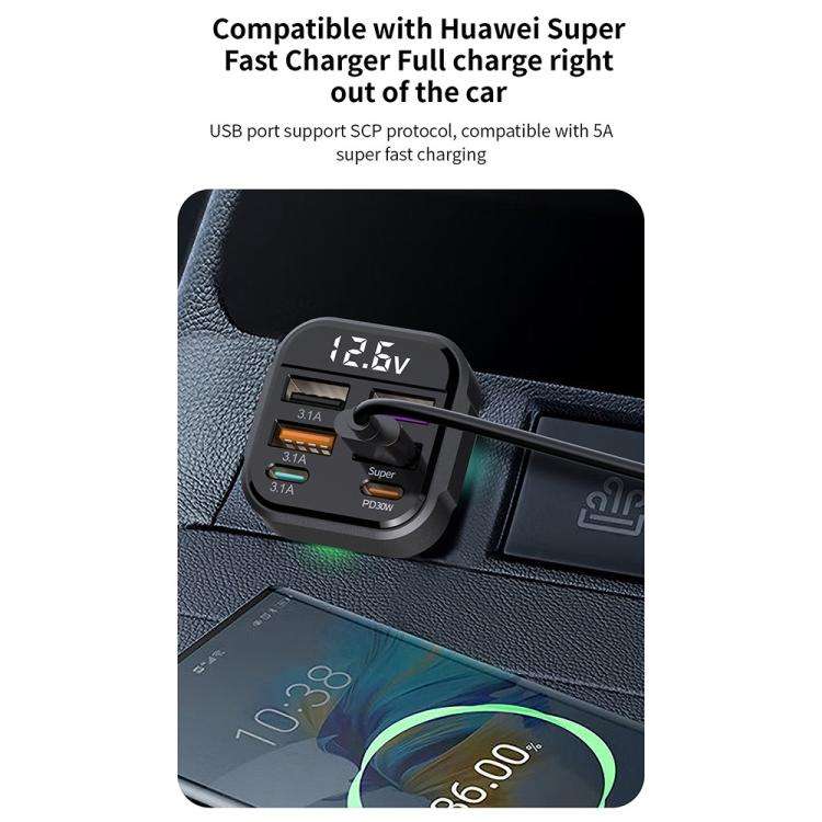 K35 USB Ports Car 3.1A QC3.0 Fast Charging Adapter Cigarette Lighter Charger, K35