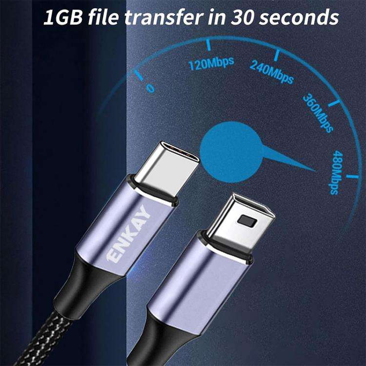 ENKAY USB-C / Type-C to Mini USB 2.0 Charging Cord Data Cable For Digital Cameras / MP3 Players, ...