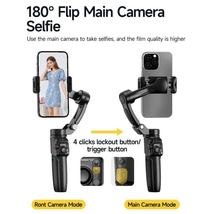 M06 Portable Folding Handheld Gimbal Stabilizer AI Face Tracking Selfie Stick with Magnetic Fill ...