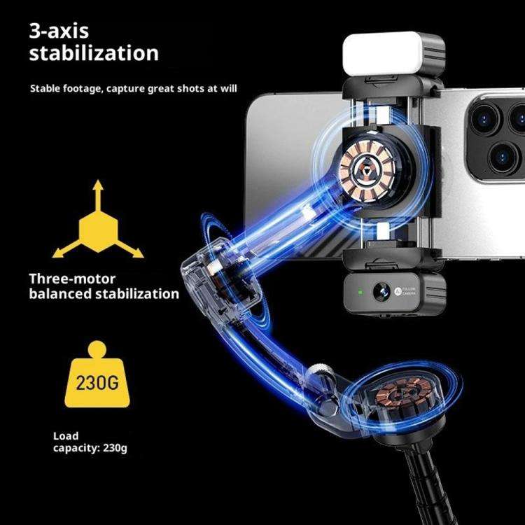 M06 Portable Folding Handheld Gimbal Stabilizer AI Face Tracking Selfie Stick with Magnetic Fill ...