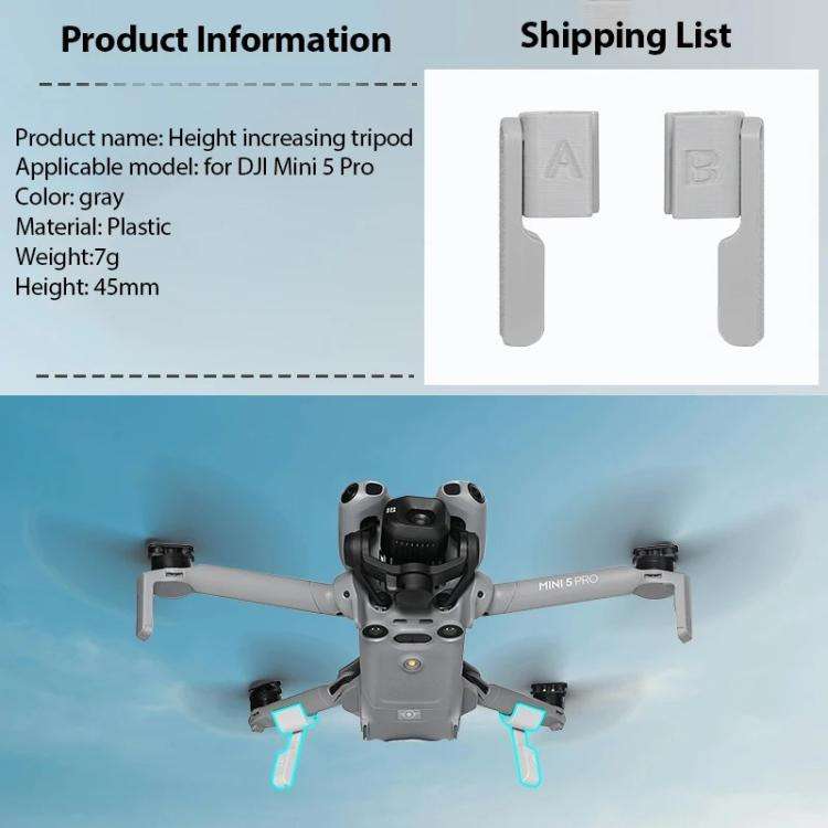 Foldable Non-Detachable Landing Gear Extender, For DJI Mini 5 Pro