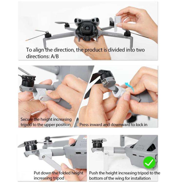 Foldable Non-Detachable Landing Gear Extender, For DJI Mini 5 Pro