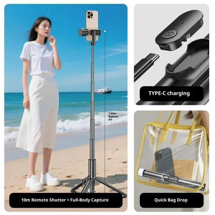P24-D Live Streaming Anti Shake Extendable Selfie Stick Portable Phone Tripod Stand with Fill Lig...