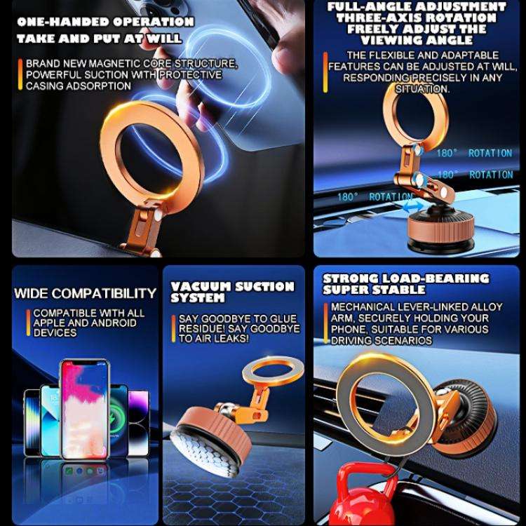 K7 Car Vacuum Suction Foldable Navigation Dashboard Magnetic Phone Holder, K7