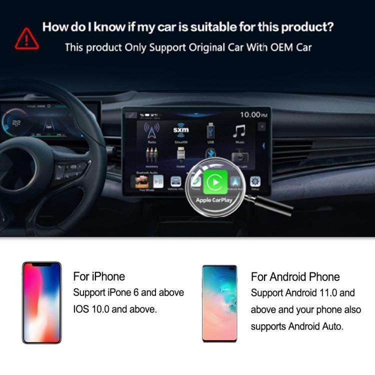 M65 2GB+16GB Car AI Box Android 11 Wireless CarPlay / Android Auto Smart Adapter, M65
